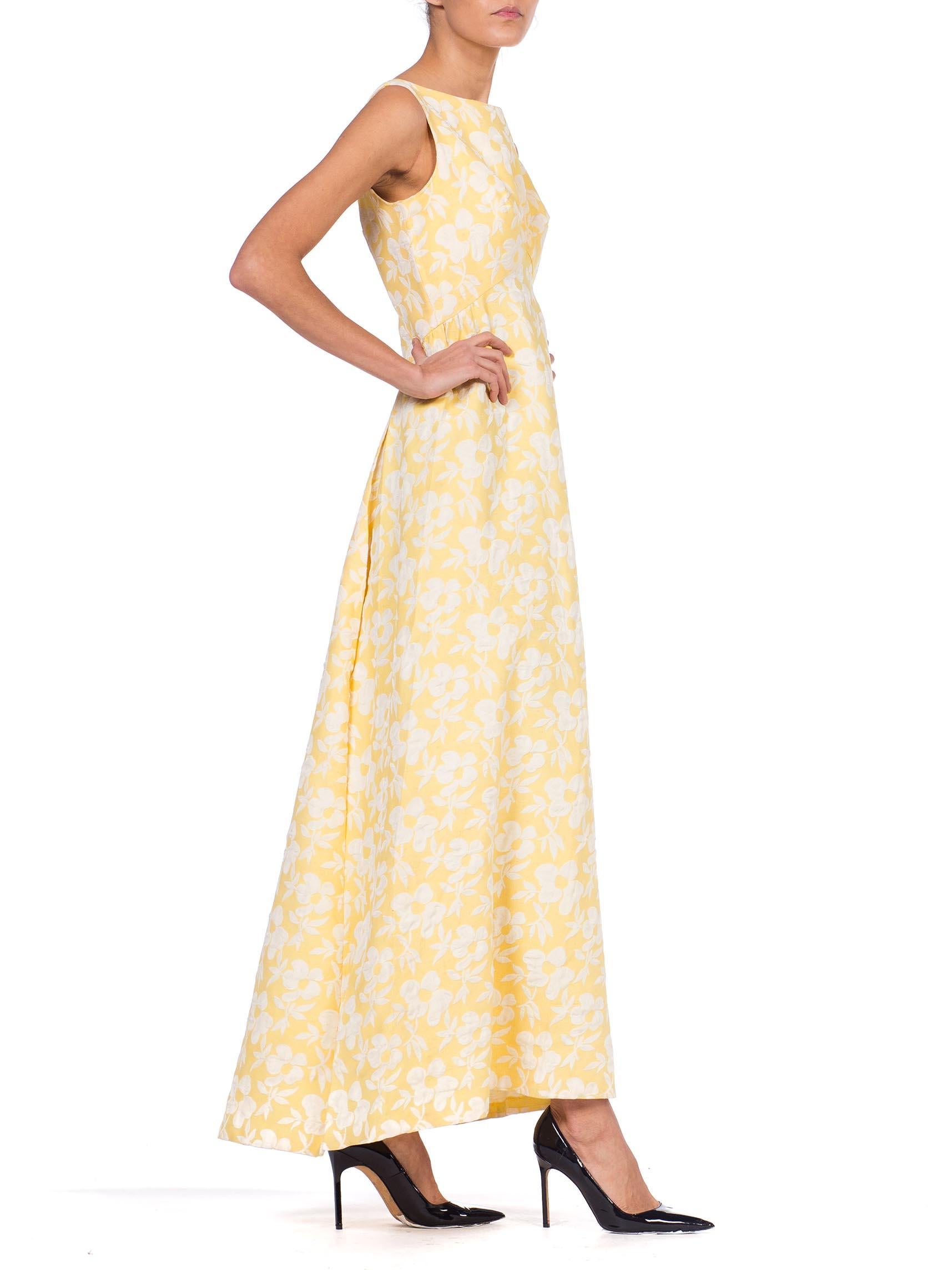 1960s Summer Formal Yellow Floral Gown In Good Condition In New York, NY