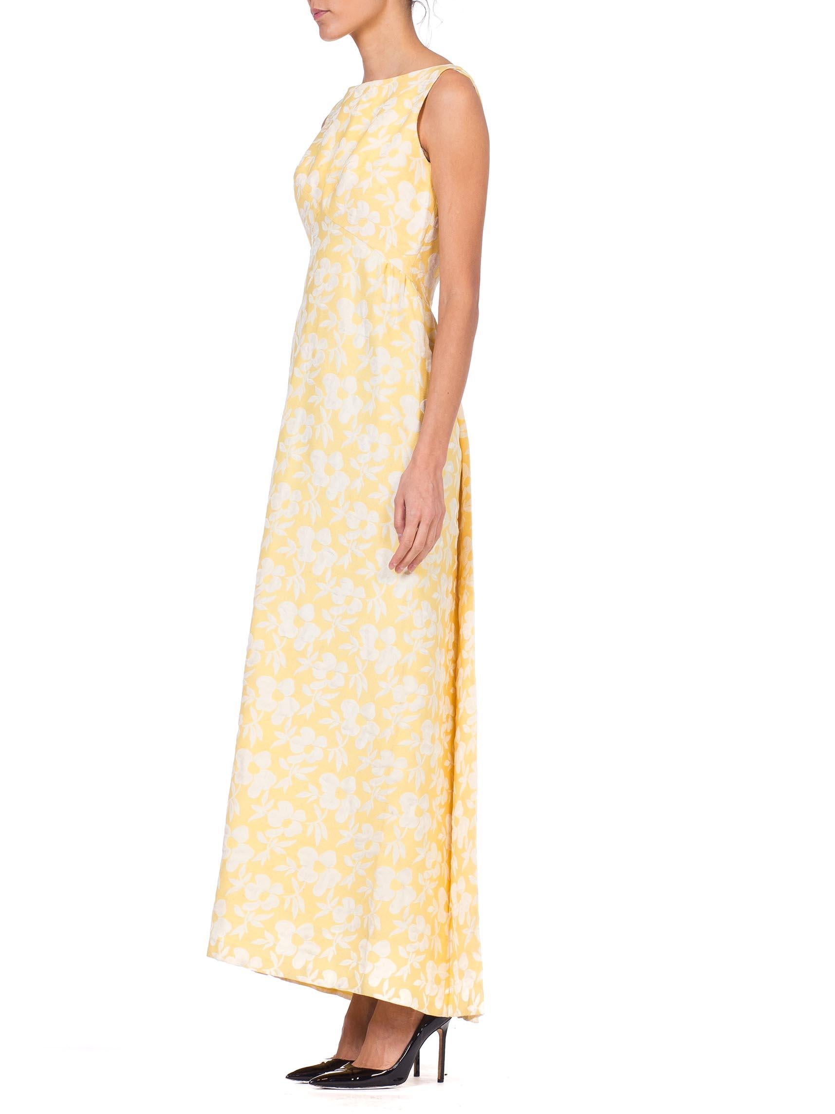 1960s Summer Formal Yellow Floral Gown 1