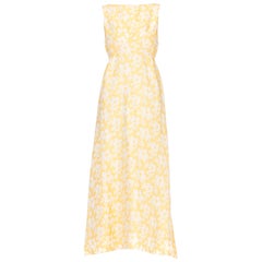 1960s Summer Formal Yellow Floral Gown