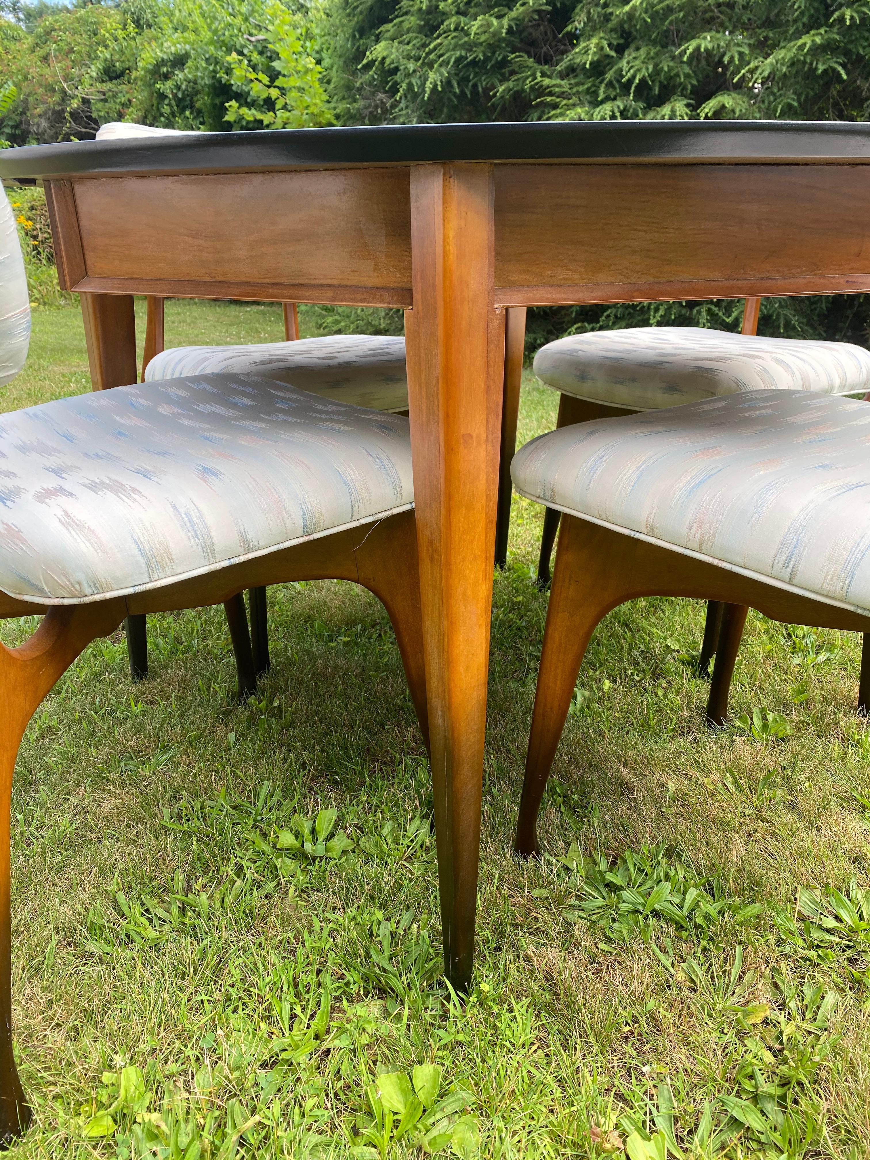 1960s Sunburst Finish Dining Table and Chairs 2