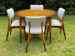1960s Sunburst Finish Dining Table and Chairs