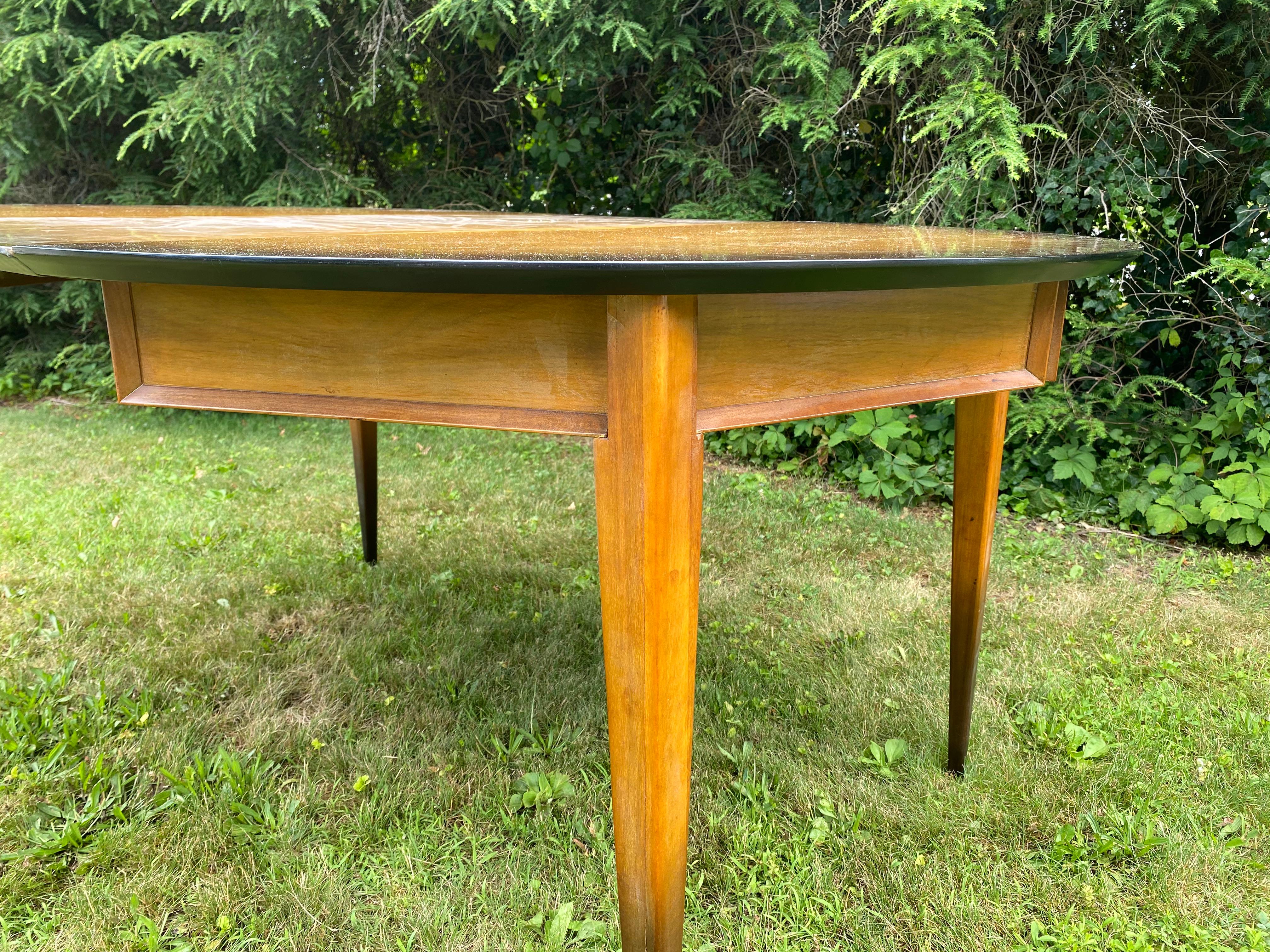 American 1960s Sunburst Finish Dining Table and Chairs