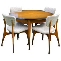 1960s Sunburst Finish Dining Table and Chairs