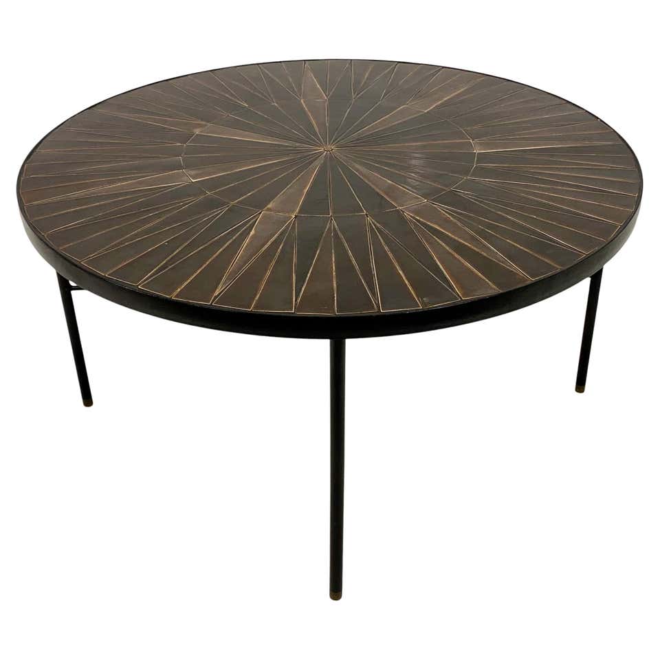 Tiled Coffee Table, Glazed Ceramic Tile Top, Metal Base, France, 1960s ...