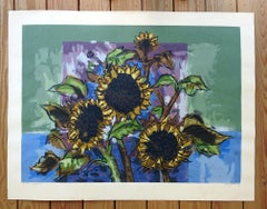 1960s Sunflowers Serigraph Print by Guy Maccoy