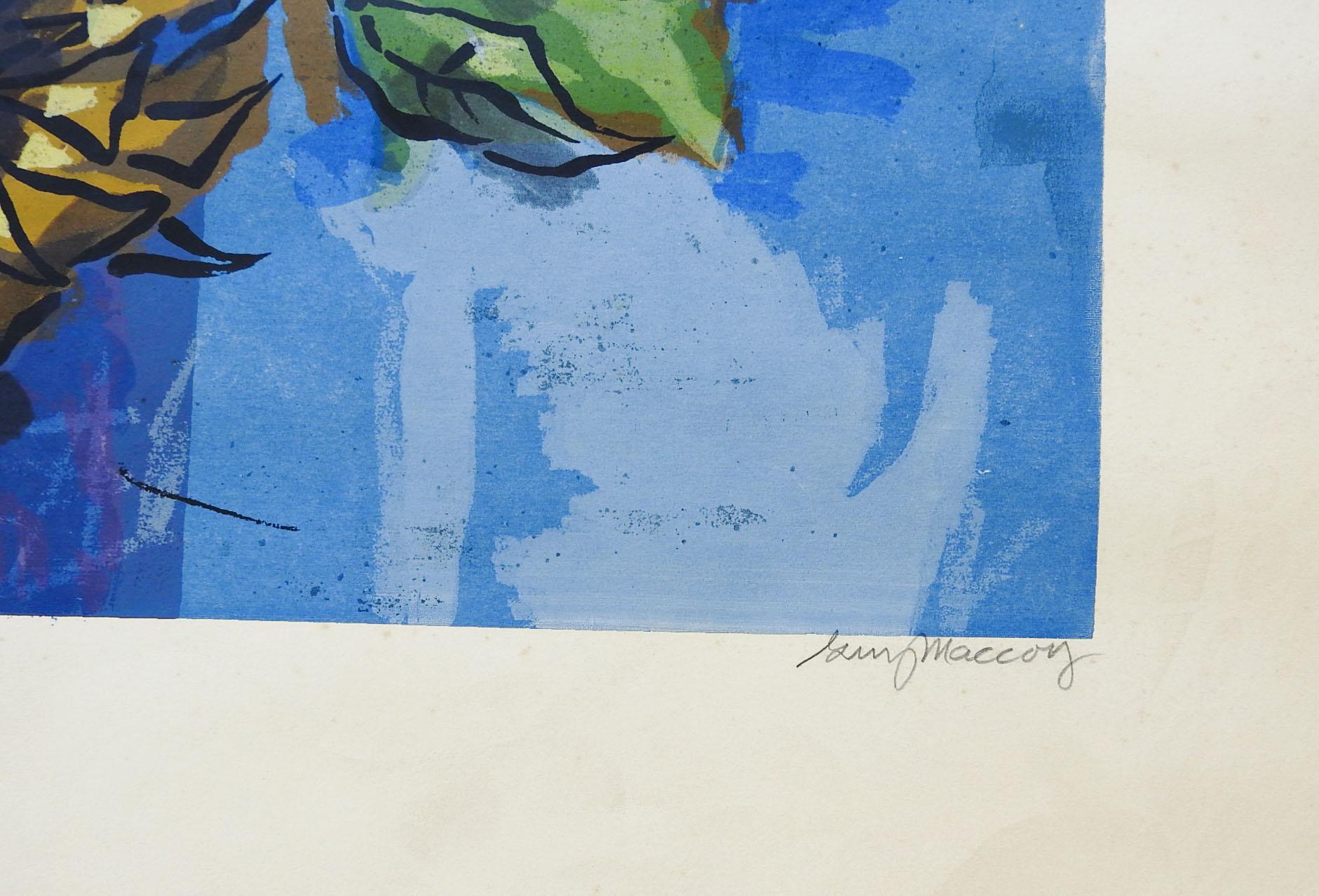 Sonnenblumen Serigraphie-Druck von Guy MacCoy aus den 1960er Jahren im Zustand „Gut“ im Angebot in Seguin, TX
