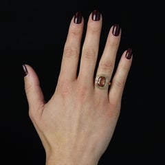 1960s Sunstone 18 Karat Yellow Gold Retro Ring