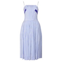 1960s Susan Small Lilac and White Spaghetti Strap Dress