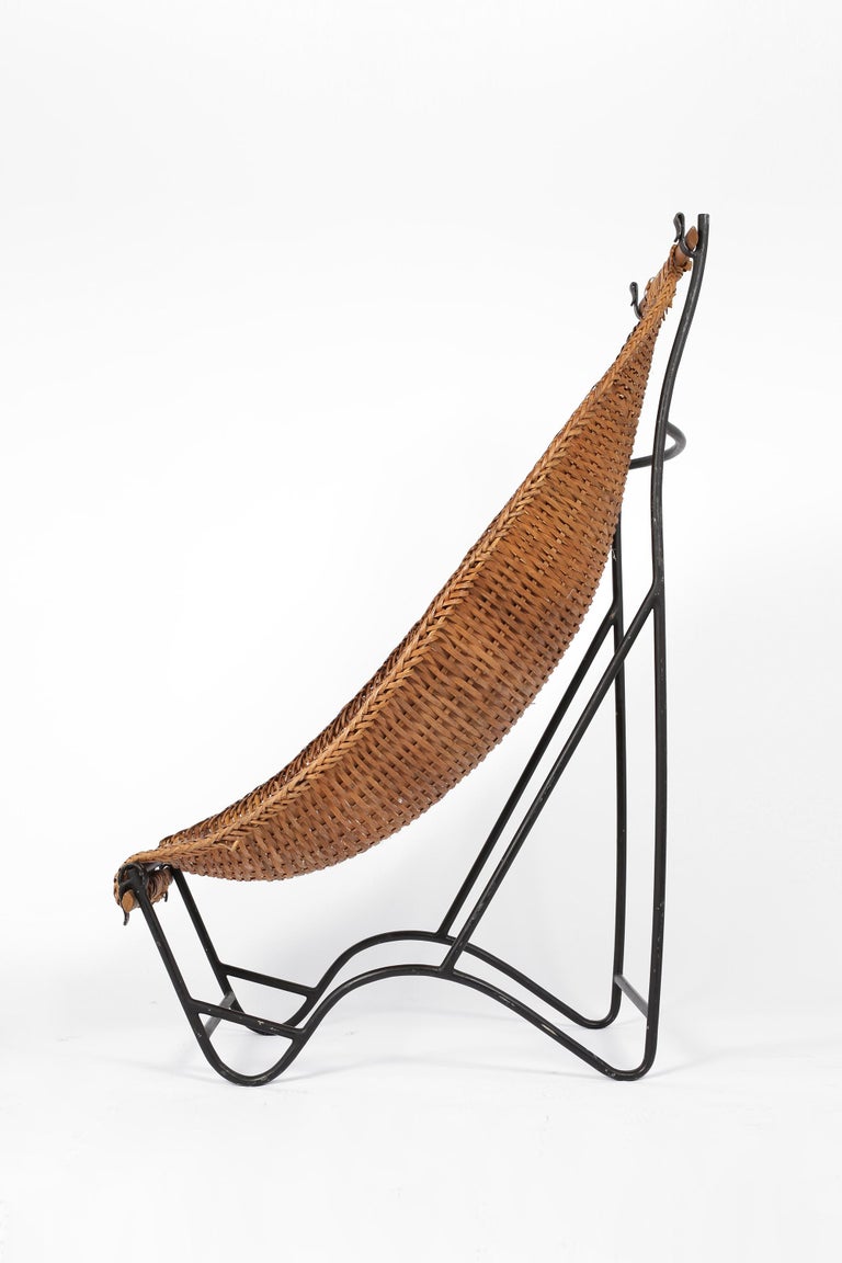 1960s Suspended Rattan Lounge Chair For Sale at 1stDibs