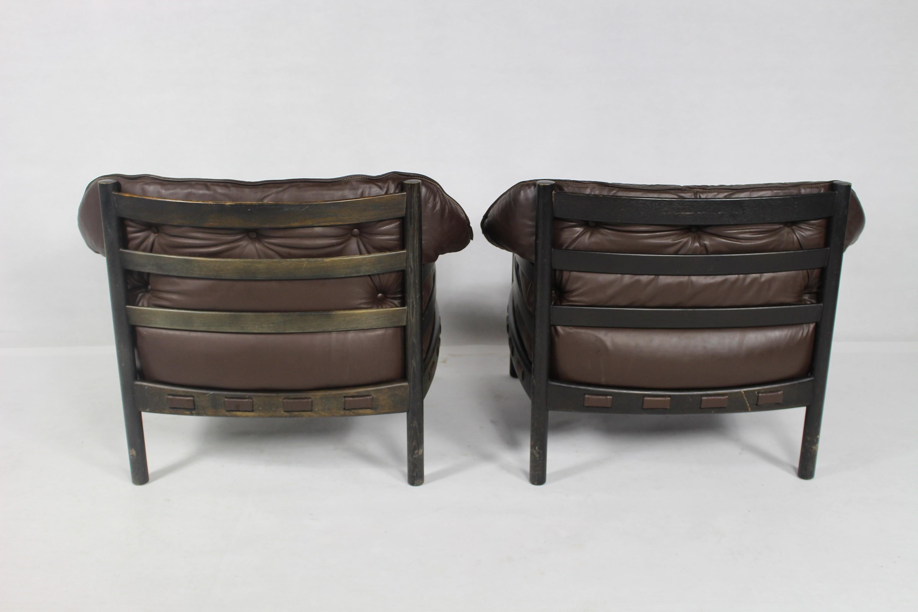 1960s Sven Ellekaer Brown Leather Chairs For Coja  For Sale 4