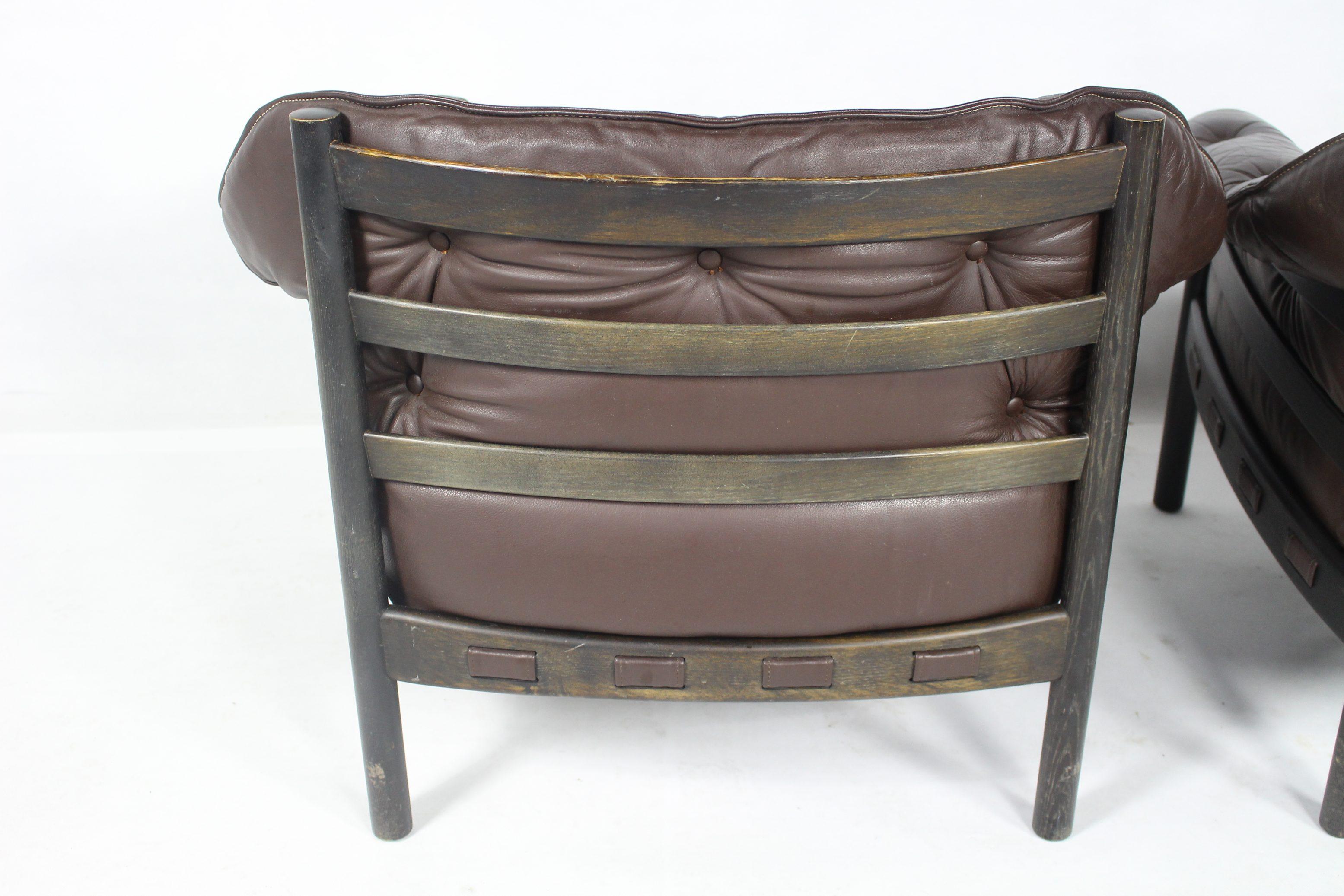1960s Sven Ellekaer Brown Leather Chairs For Coja  For Sale 5