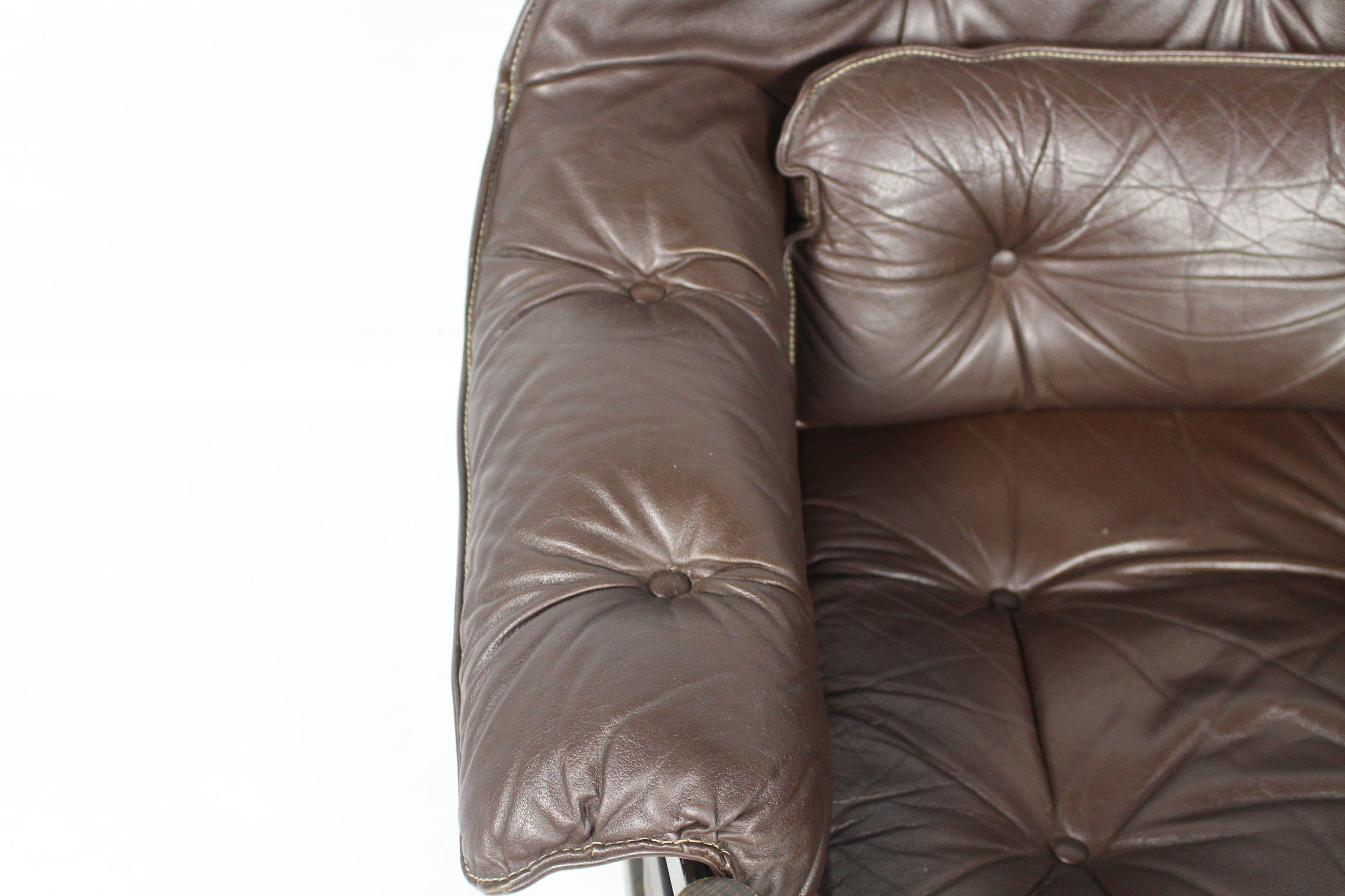 20th Century 1960s Sven Ellekaer Brown Leather Chairs For Coja  For Sale