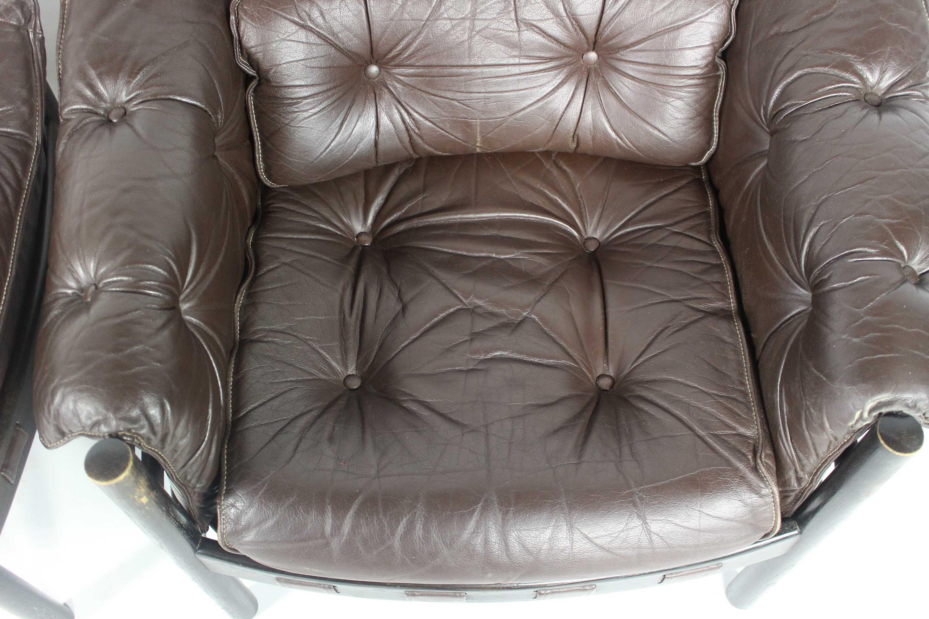 1960s Sven Ellekaer Brown Leather Chairs For Coja  For Sale 1