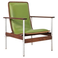 1960s Sven Ivar Dysthe Walnut Lounge Chair in Green Vinyl, Model 1001