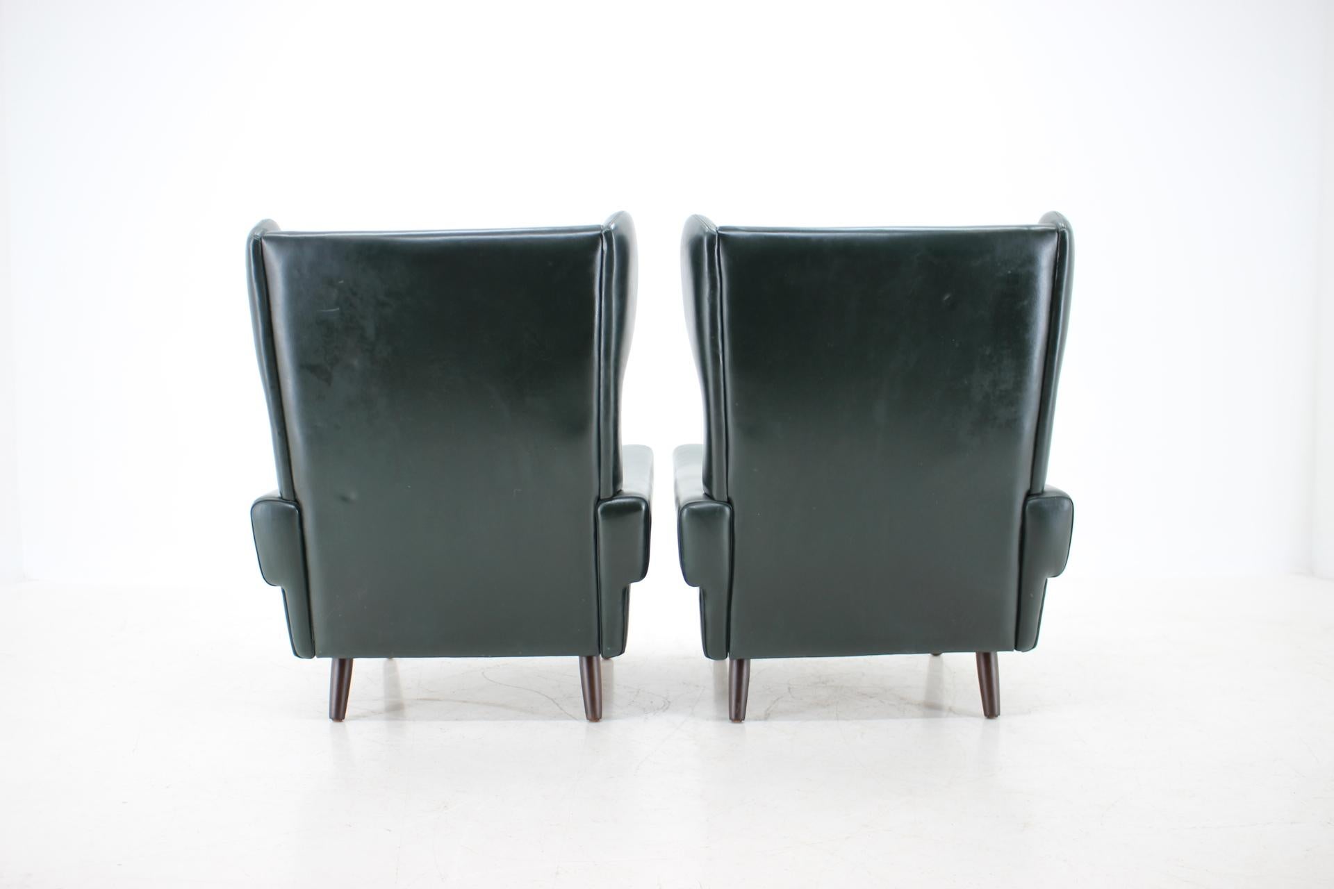 1960s Sven Skipper Dark Green Leather Wing Chair, Denmark 2