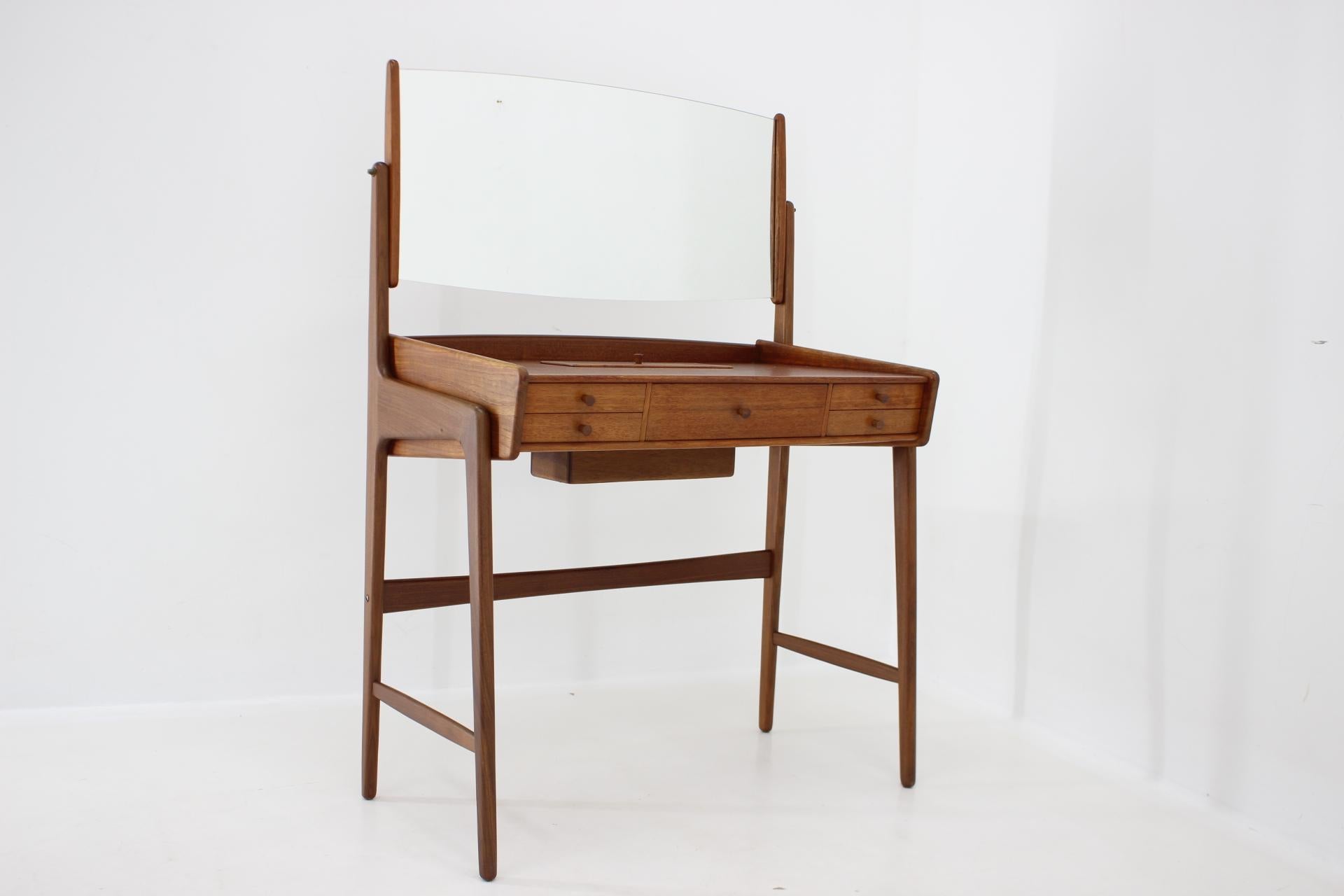 Mid-Century Modern 1960s Svend Åge Madsen Teak Vanity with Mirror, Denmark