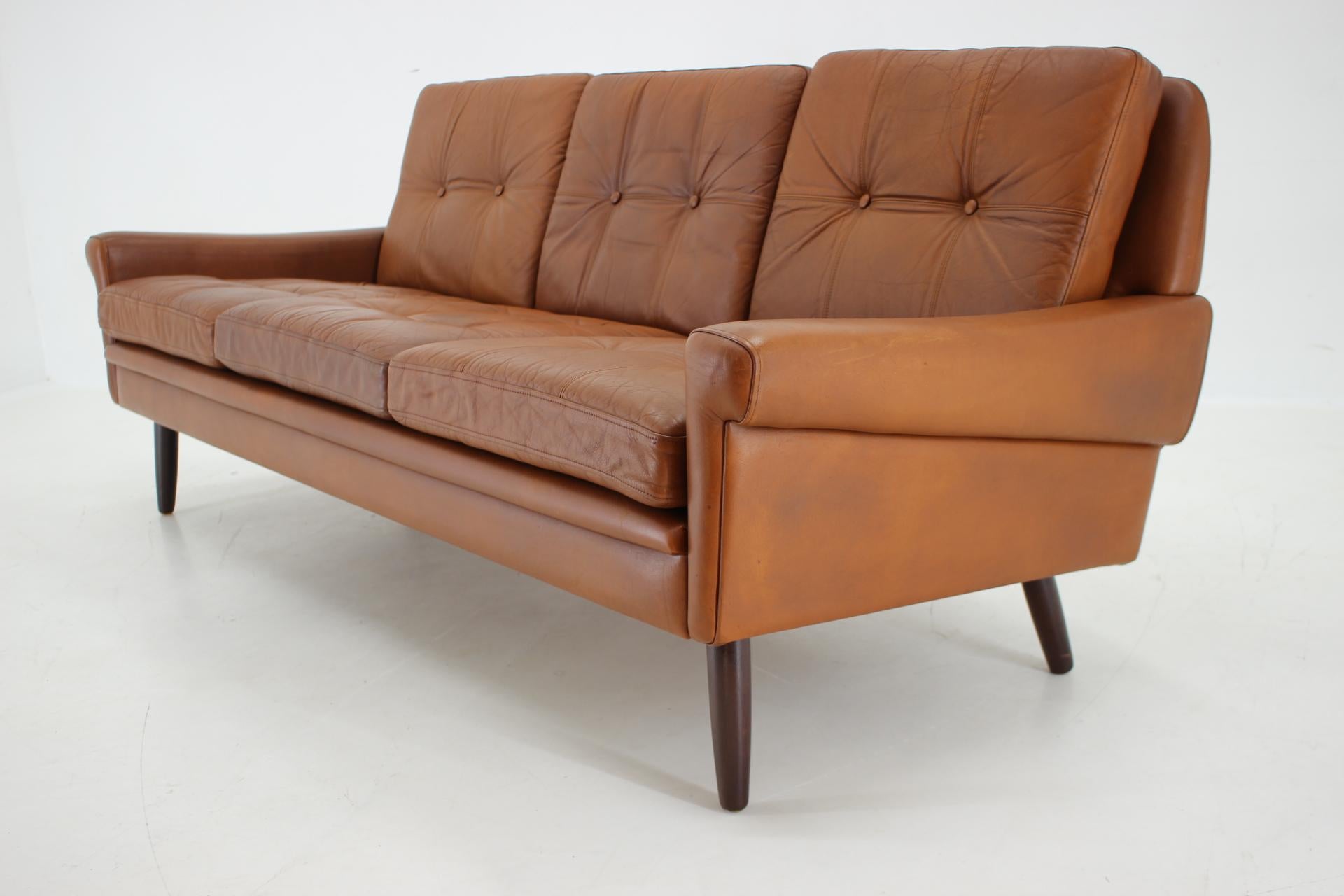 Mid-Century Modern 1960s Svend Skipper 3-Seater Sofa in Leather, Denmark