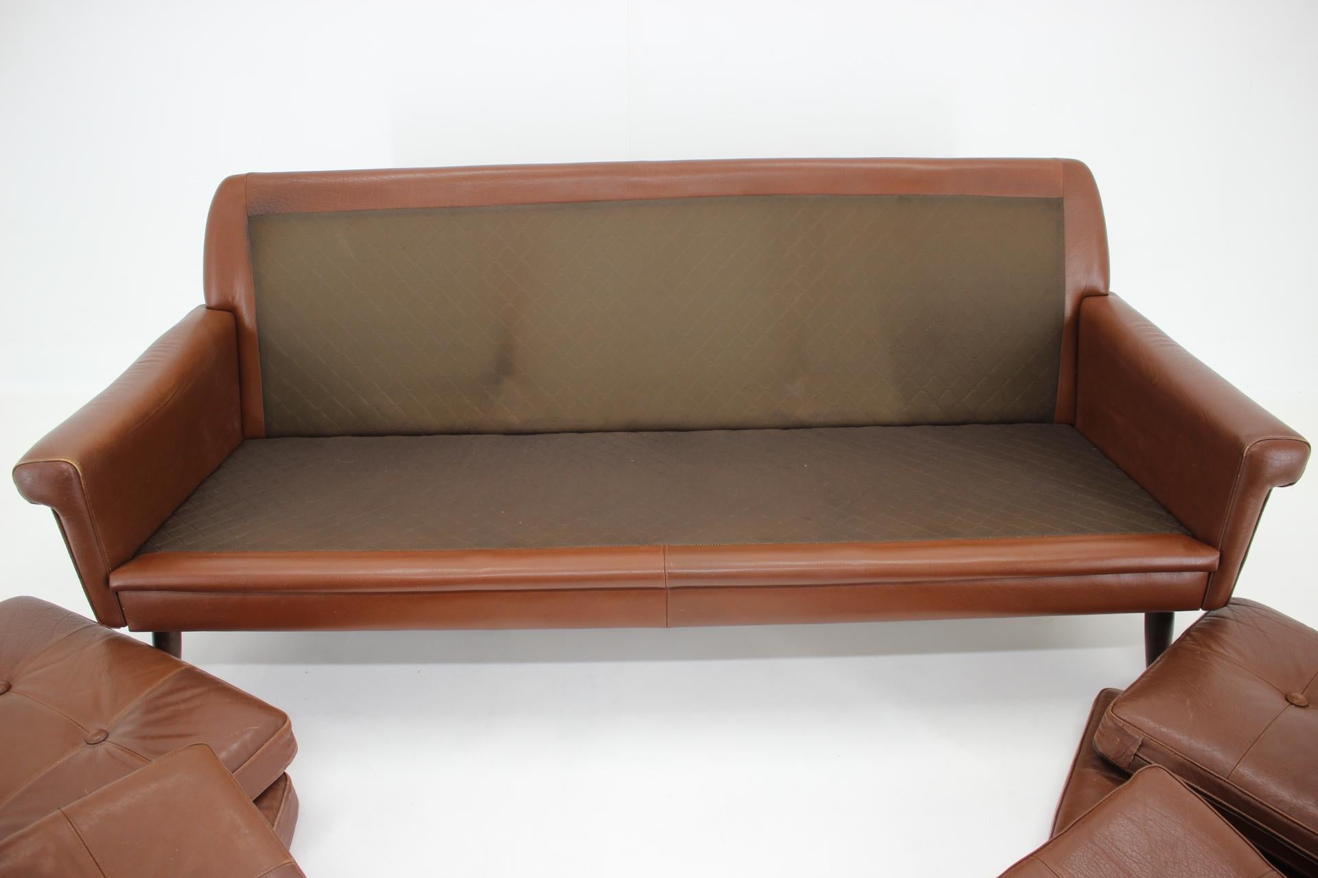 1960s Svend Skipper Brown Leather 3-Seater Sofa, Denmark 4