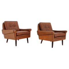 1960s Svend Skipper Pair of Leather Armchairs, Denmark