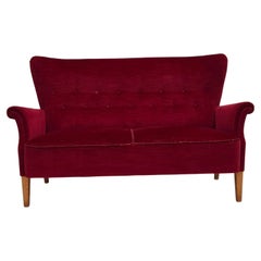 1960s, Swedish 2-seater sofa by Dux Sweden, furniture velour, ash wood legs.