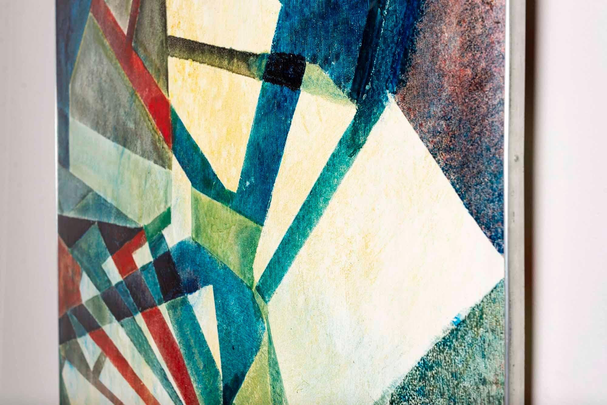 A modern Swedish abstract oil painting by Leo Reis (1926-2001) which was exhibited in the Skane Art Association show in 1944 where Reis was named the most promising artist
During the 1950s he joined the Concret Art Movement.
The movement had a