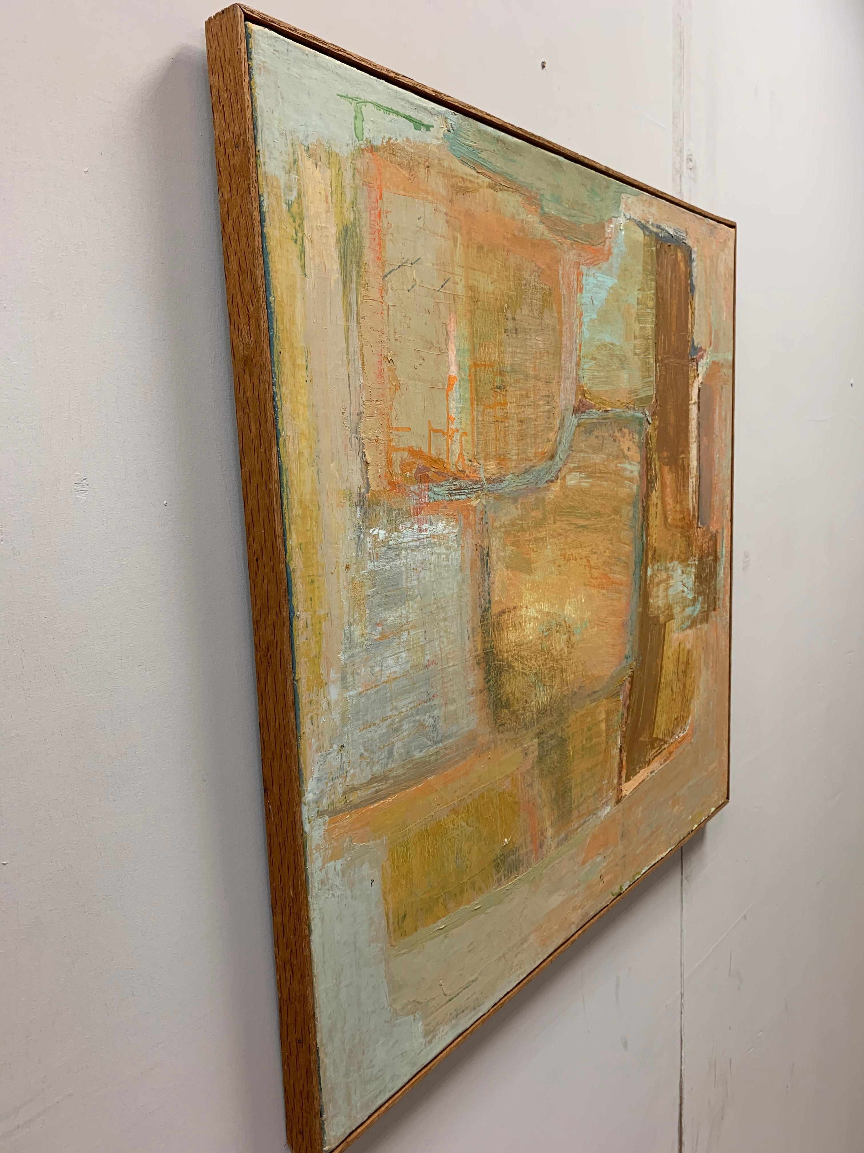 Mid-Century Modern 1960s Swedish Abstract Oil on Canvas Mixed Composition, Bengt Ossler '1932-1998' For Sale