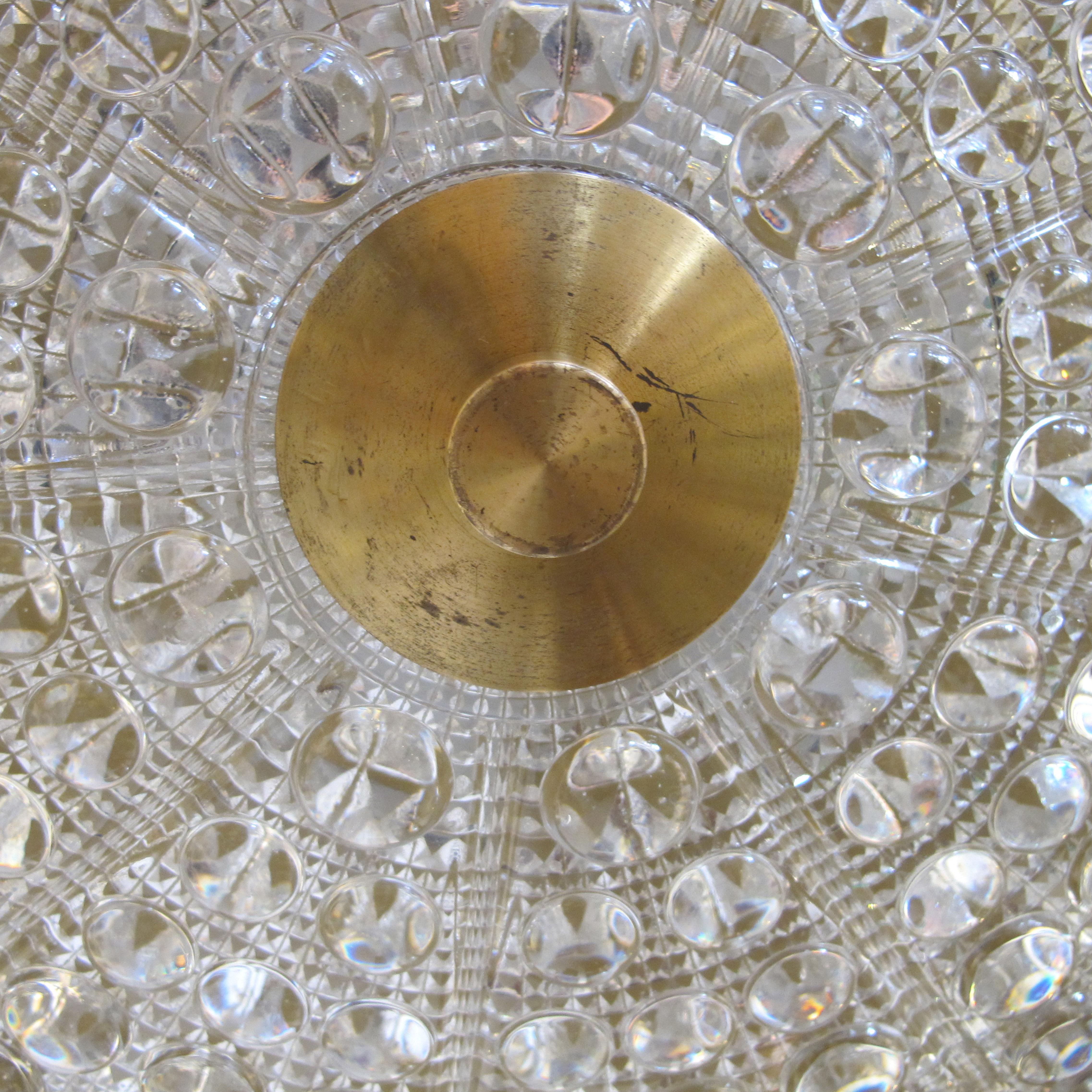 Mid-20th Century 1960s Swedish Brass and Glass Ceiling Pendant Light with Moulded Glass