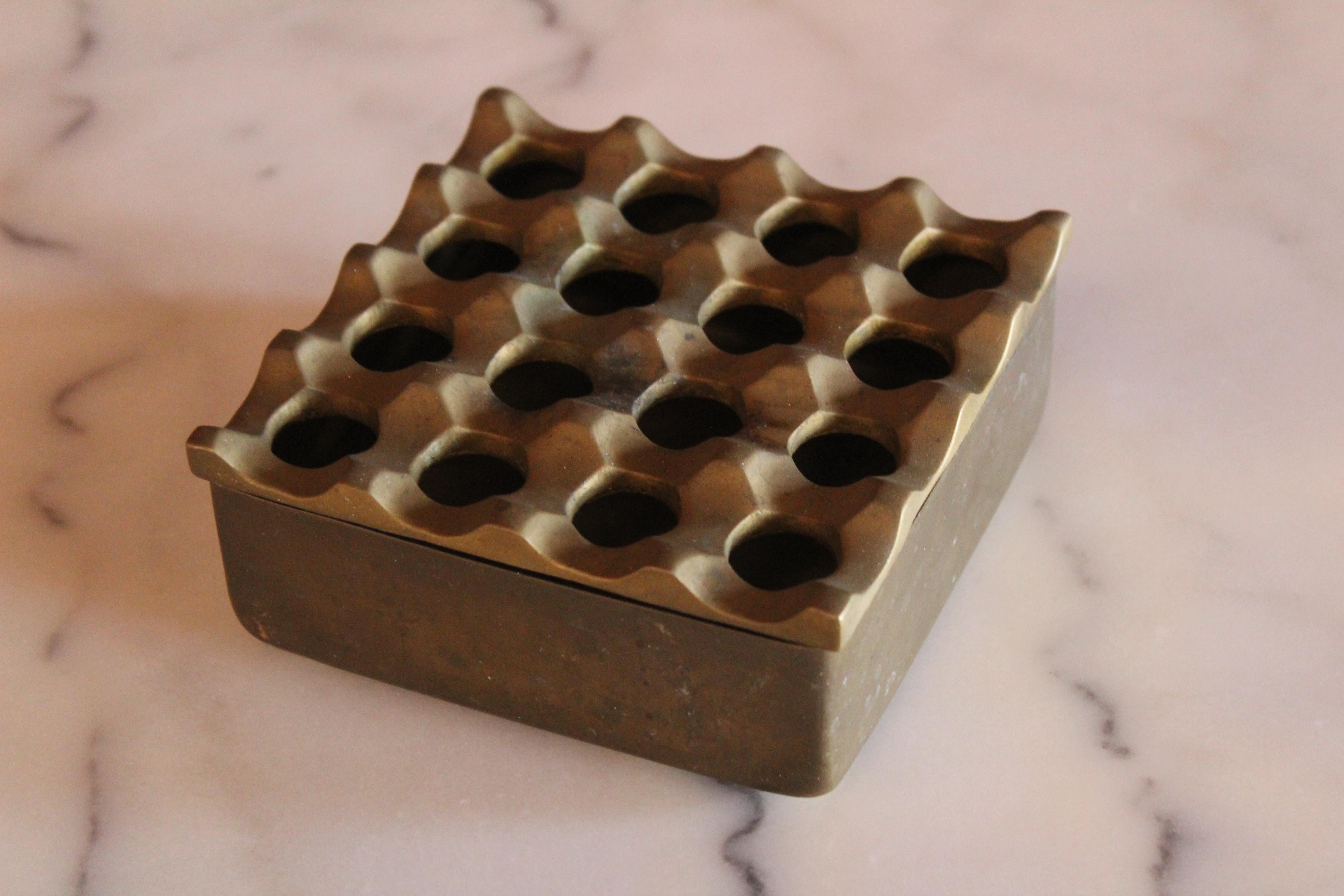 Mid-Century Modern 1960s Swedish Brass Ashtray by Holger Bäckström & Bo Ljungberg for Diverse Tin