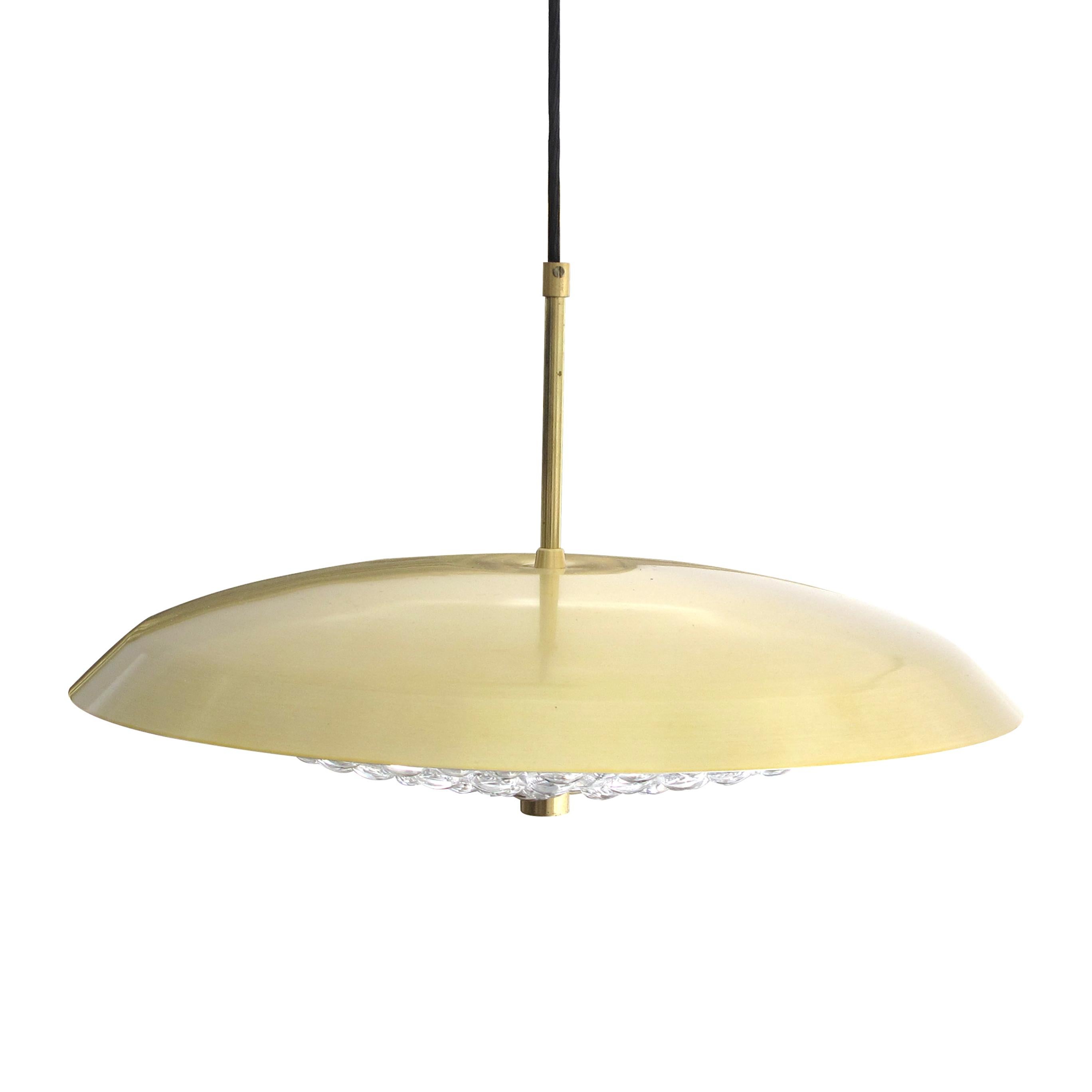 Mid-Century Modern 1960s Swedish Brass & Glass Ceiling Light by Carl Fagerlund for Orrefors 