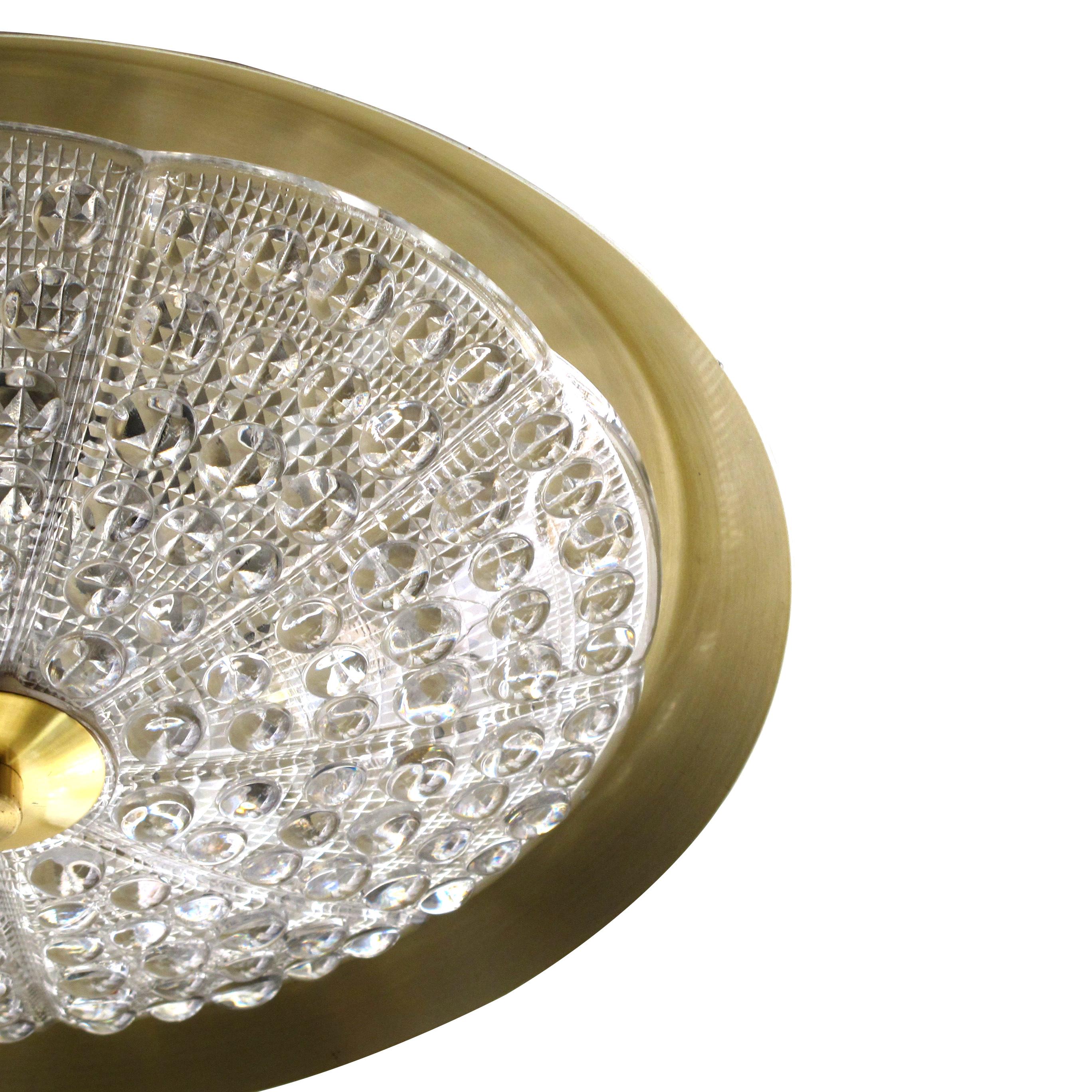 Mid-20th Century 1960s Swedish Brass & Glass Ceiling Light by Carl Fagerlund for Orrefors 