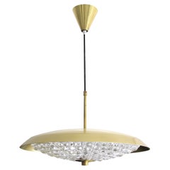 1960s Swedish Brass & Glass Ceiling Light by Carl Fagerlund for Orrefors 