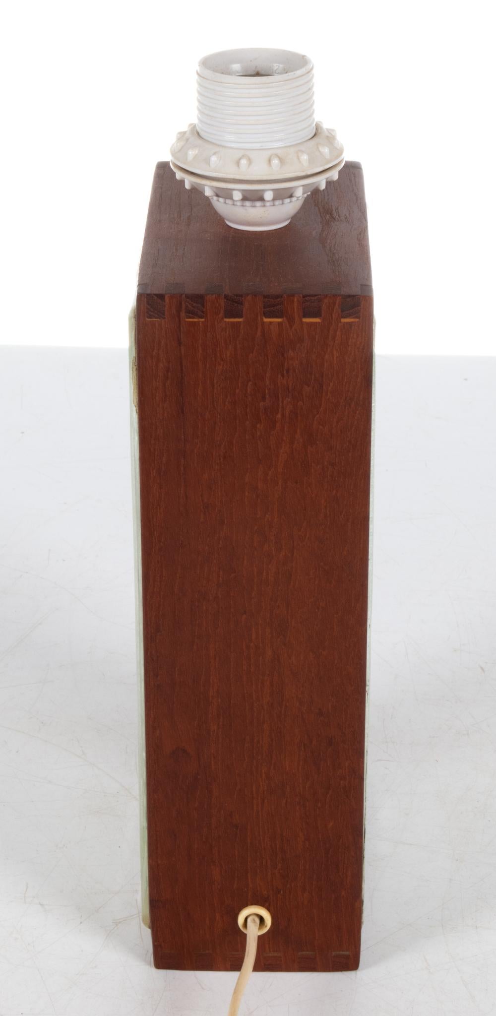 1960’s Swedish Clear Glass Brick & Teak Table Lamp For Sale 6