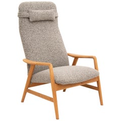 fauteuil en chêne Contour suédois des années 1960 par Alf Svensson pour DUX