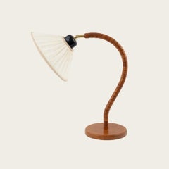 1960s Swedish Curved Beechwood Table Lamp by Markslöjd