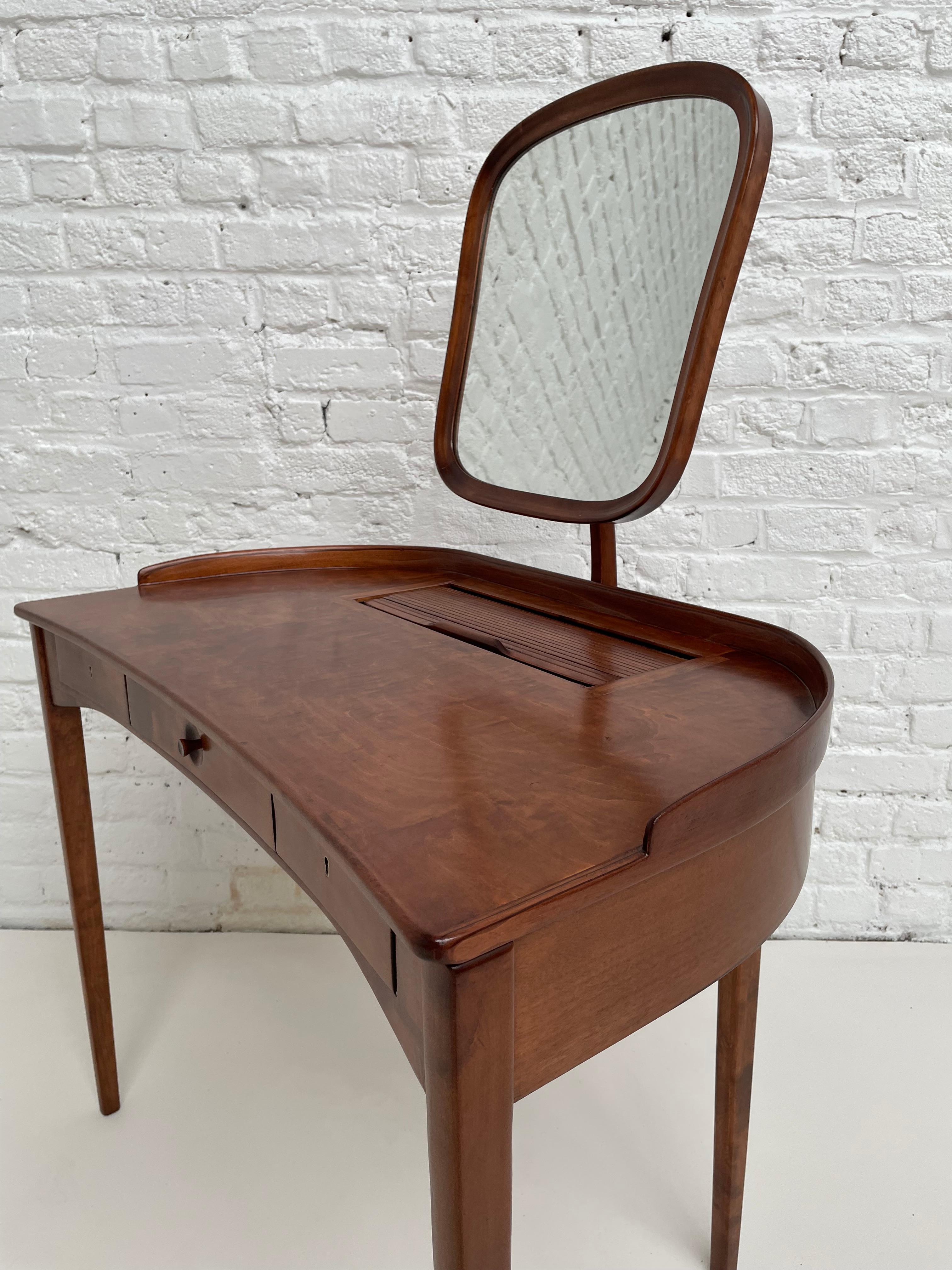 Mid-Century Modern 1960's Swedish Design by Carl Malmsten Brigitta Dressing Table and Chair For Sale