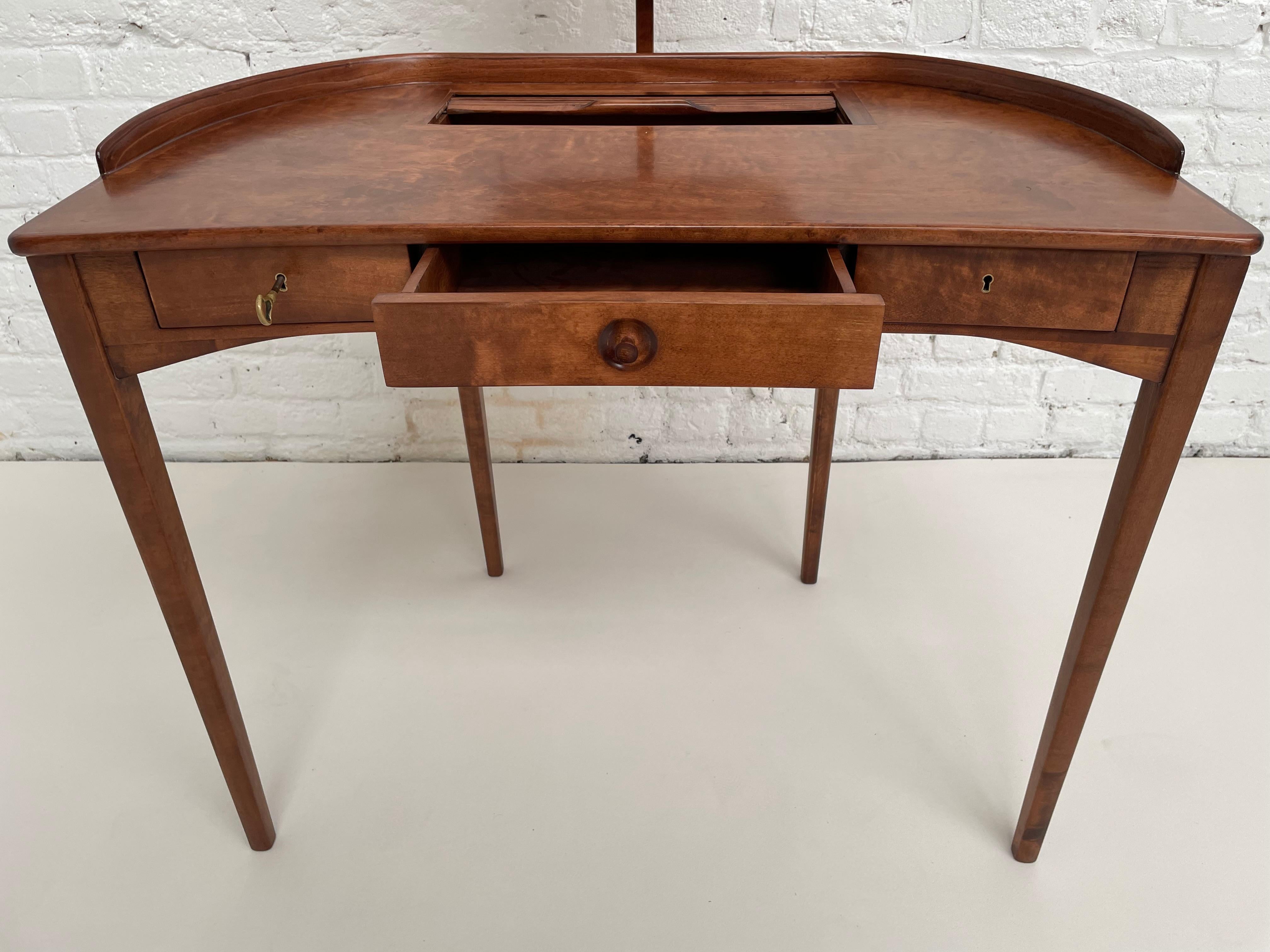 Wood 1960's Swedish Design by Carl Malmsten Brigitta Dressing Table and Chair For Sale