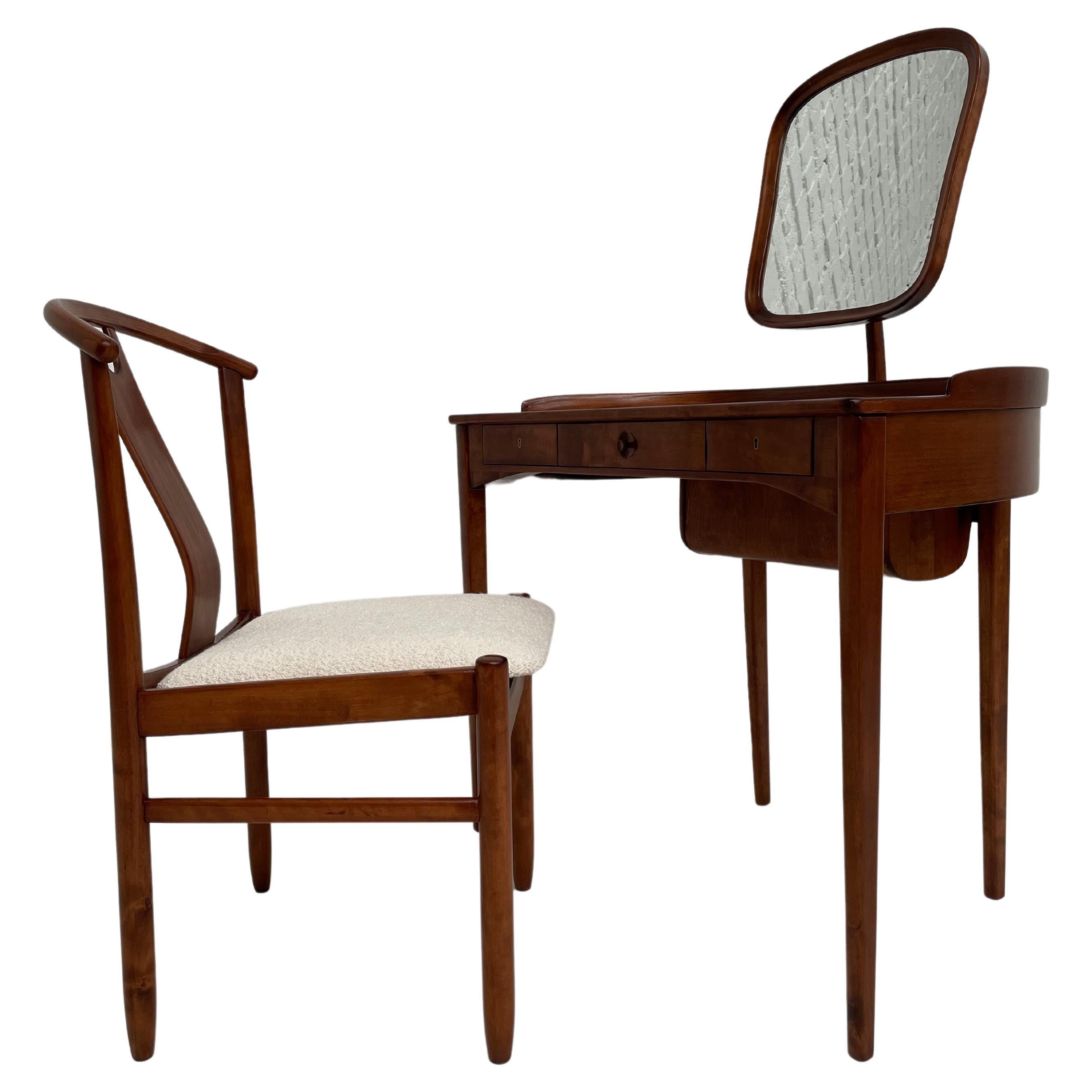 1960's Swedish Design by Carl Malmsten Brigitta Dressing Table and Chair For Sale