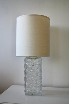 1960s Swedish Mid-Century Glass Table Lamp by Orrefors, Attributed to Gustav Lee