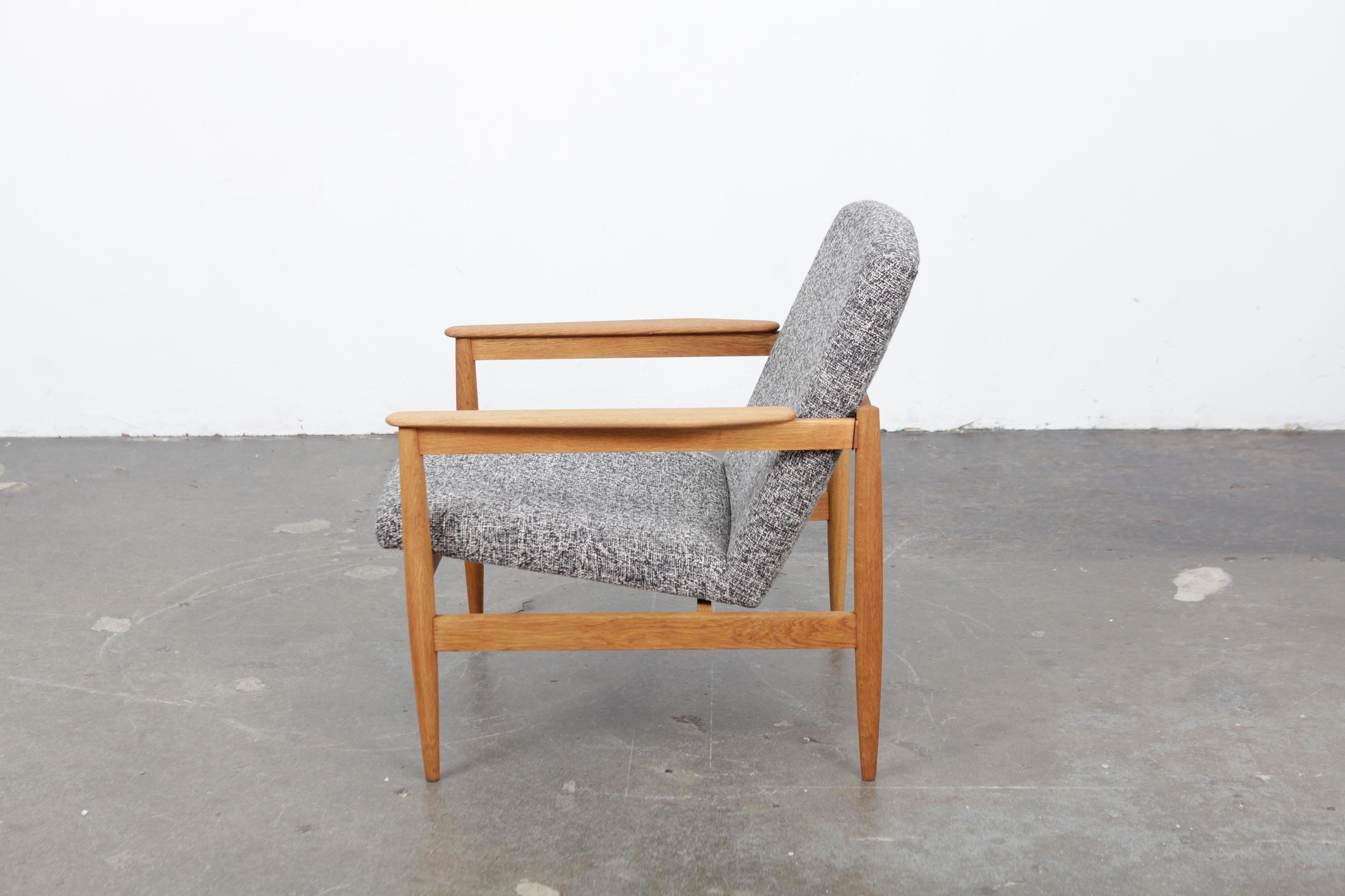 1960s Swedish Midcentury Oak Framed Upholstered Lounge Chair 1