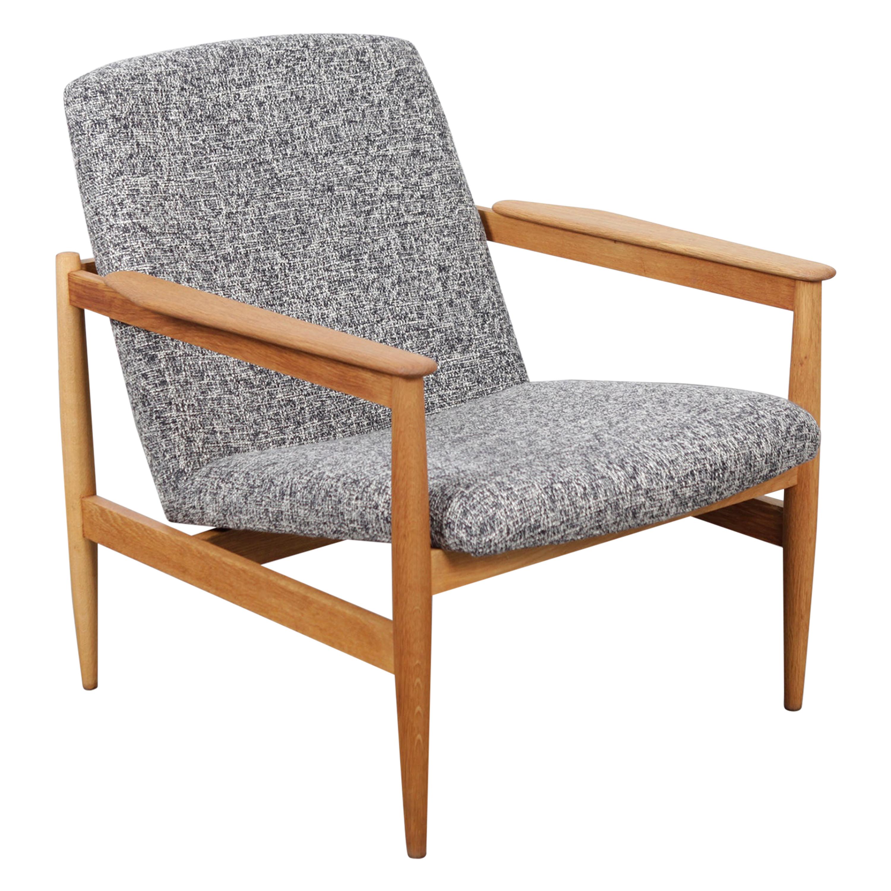 1960s Swedish Midcentury Oak Framed Upholstered Lounge Chair