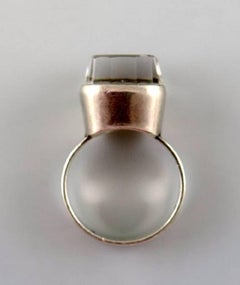 1960's Swedish Modernist Silver Ring with Mountain Crystal