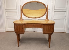 1960s Swedish Neoclassic Style Vanity In Birch With Walnut Interior