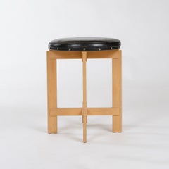 1960s Swedish Oak and Leather Stool by Uno & Östen Kristiansson for Luxus