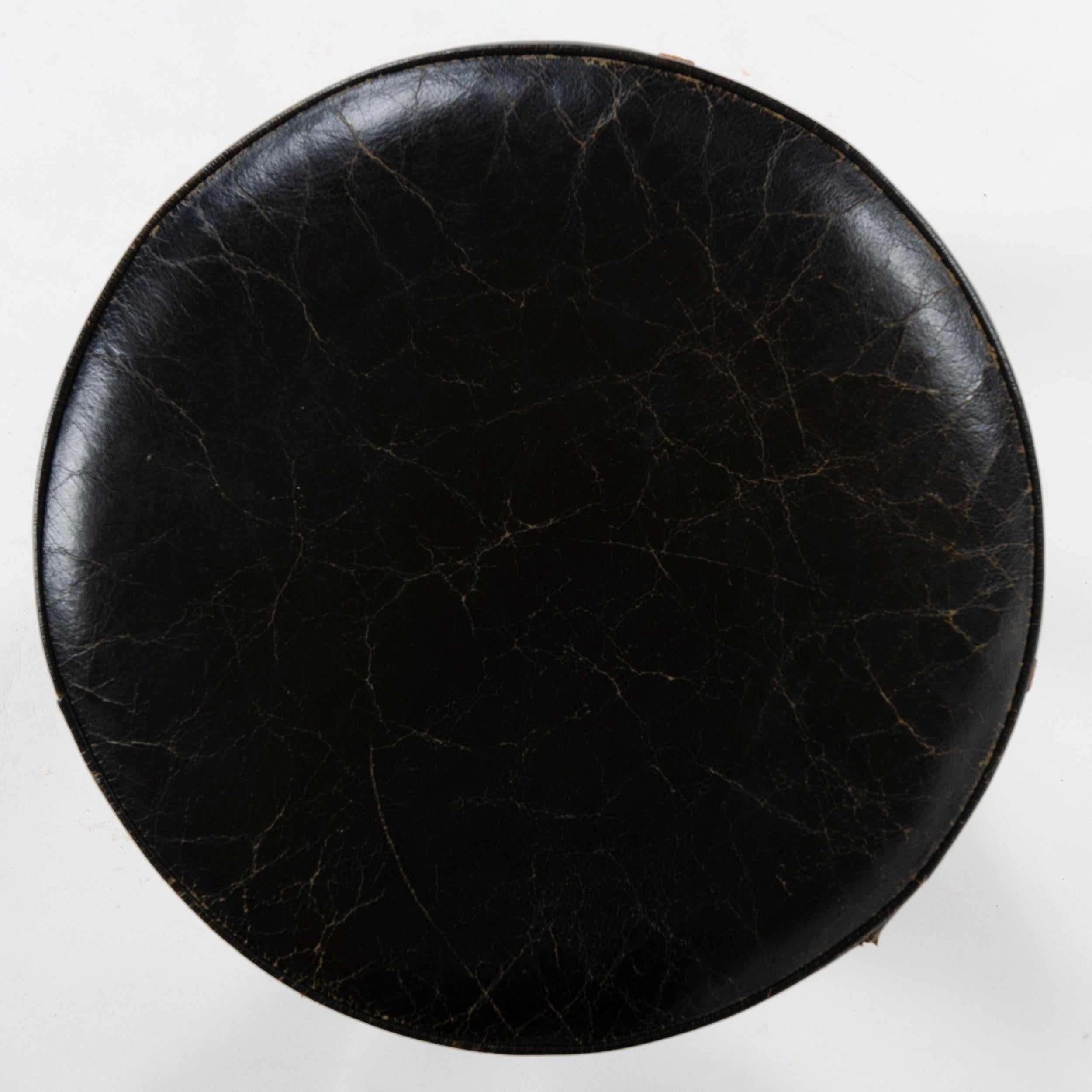 Mid-20th Century 1960s Swedish Oak and Leather Stool by Uno & Östen Kristiansson for Luxus