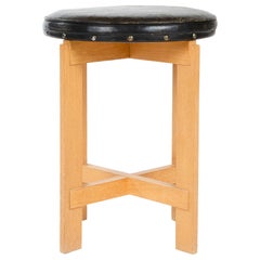 1960s Swedish Oak and Leather Stool by Uno & Östen Kristiansson for Luxus
