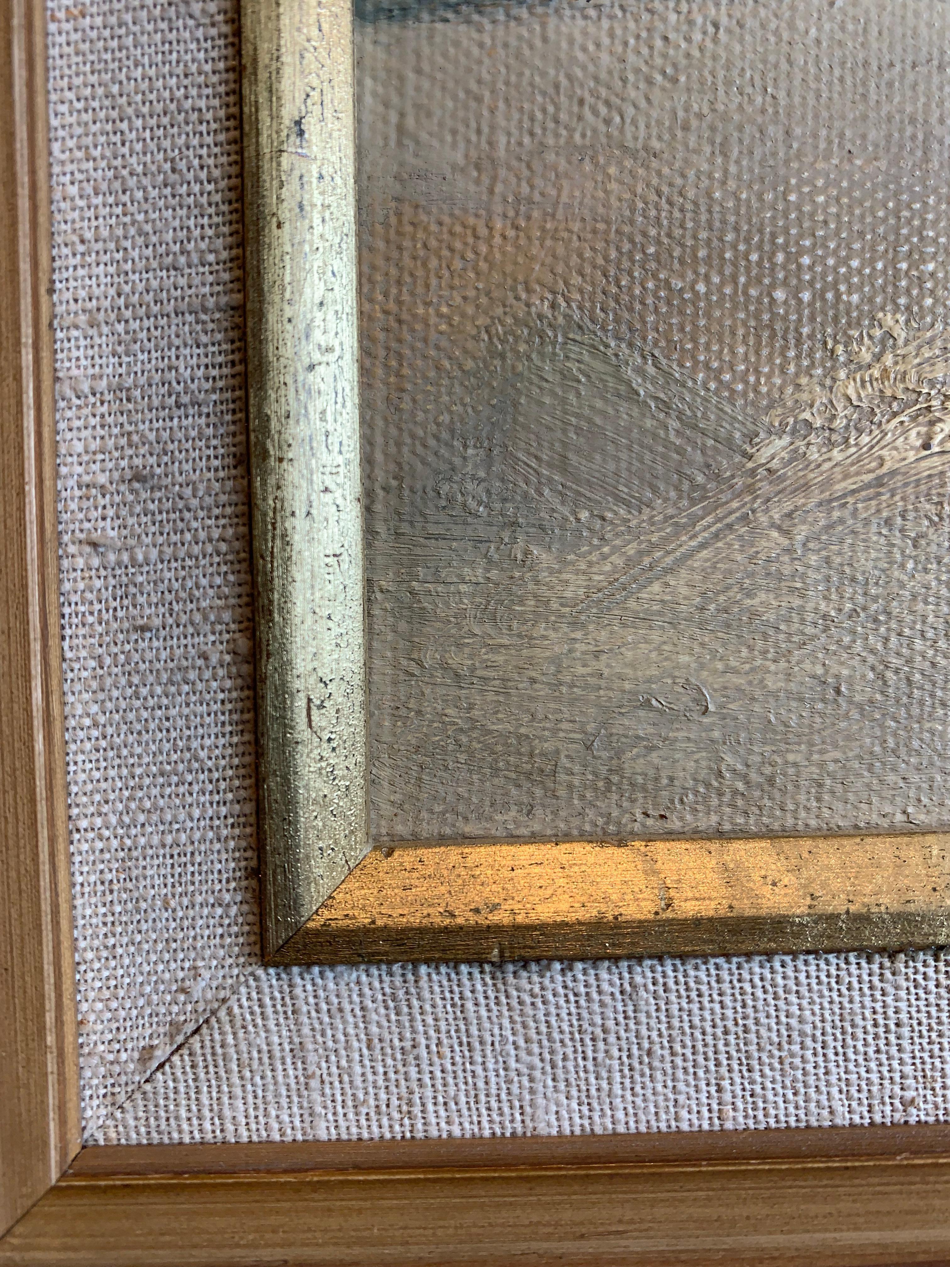 Dipinto a olio svedese degli anni '60 con figure in un paesaggio astratto in vendita 3