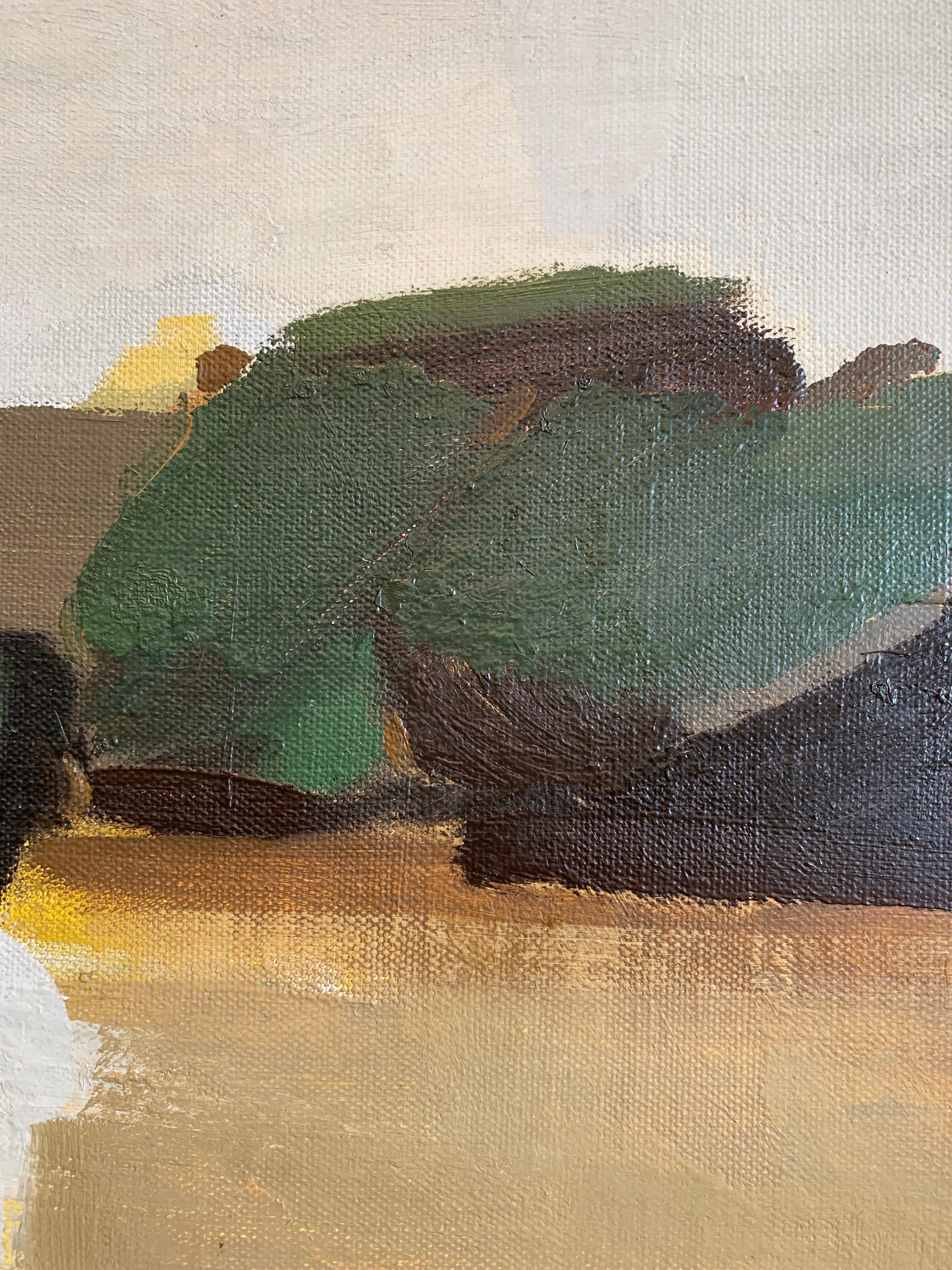 Altro Dipinto a olio svedese degli anni '60 con figure in un paesaggio astratto in vendita