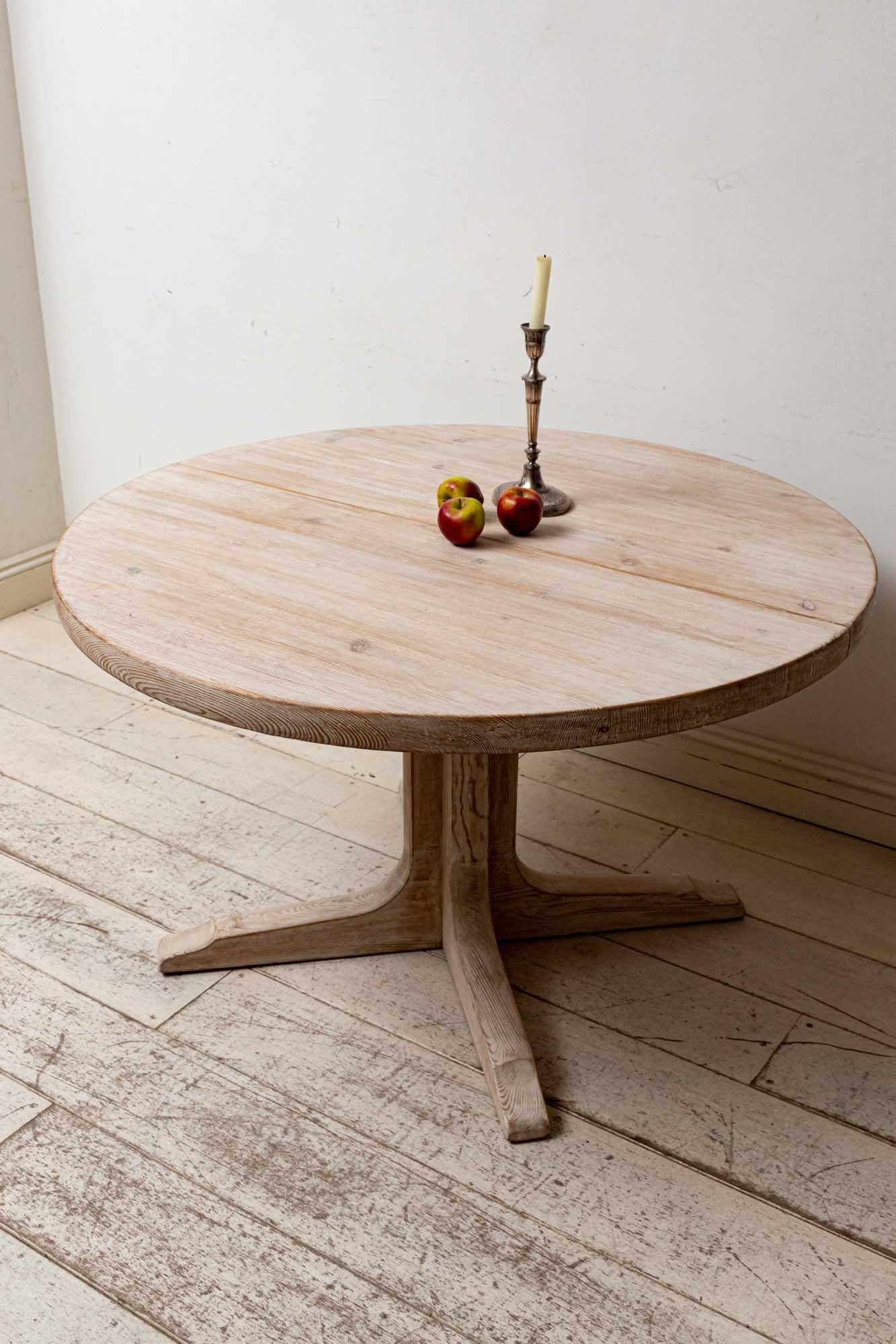 1960s Swedish Pedestal Based Pine Extending Dining Table by Roland