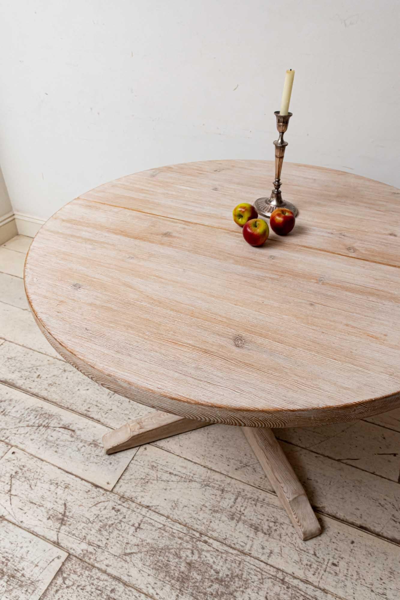 1960s Swedish Pedestal Based Pine Extending Dining Table by Roland