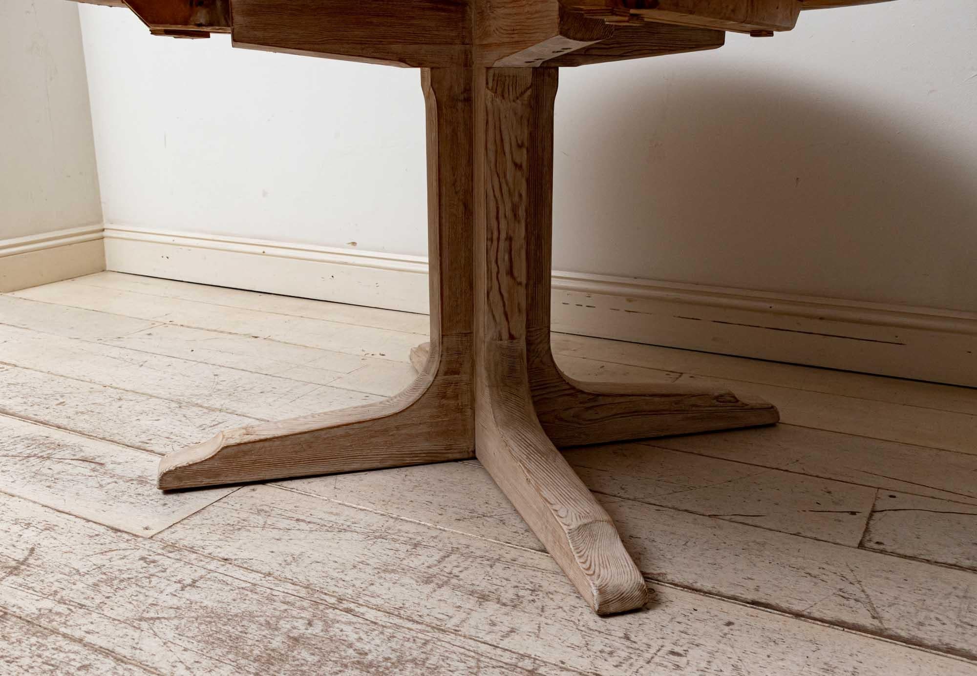 1960s Swedish Pedestal Based Pine Extending Dining Table by Roland